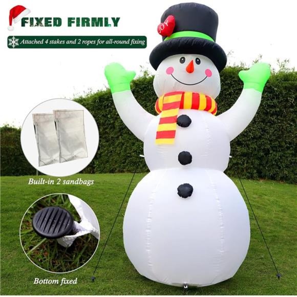 7 FT Christmas Inflatables Giant Snowman Outdoor Decorations, Blow up Snow Man - Picture 6 of 6
